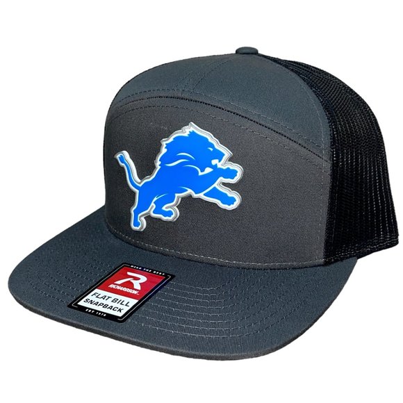 Detroit Lions 3D Snapback Seven-Panel Trucker Hat- Charcoal/ Black - Picture 2 of 4